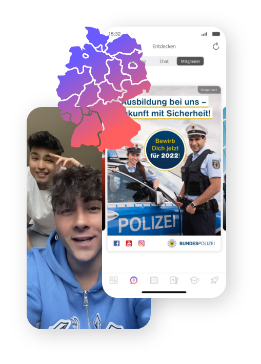 Schülerwerbungsbeispiel und zwei Influencer